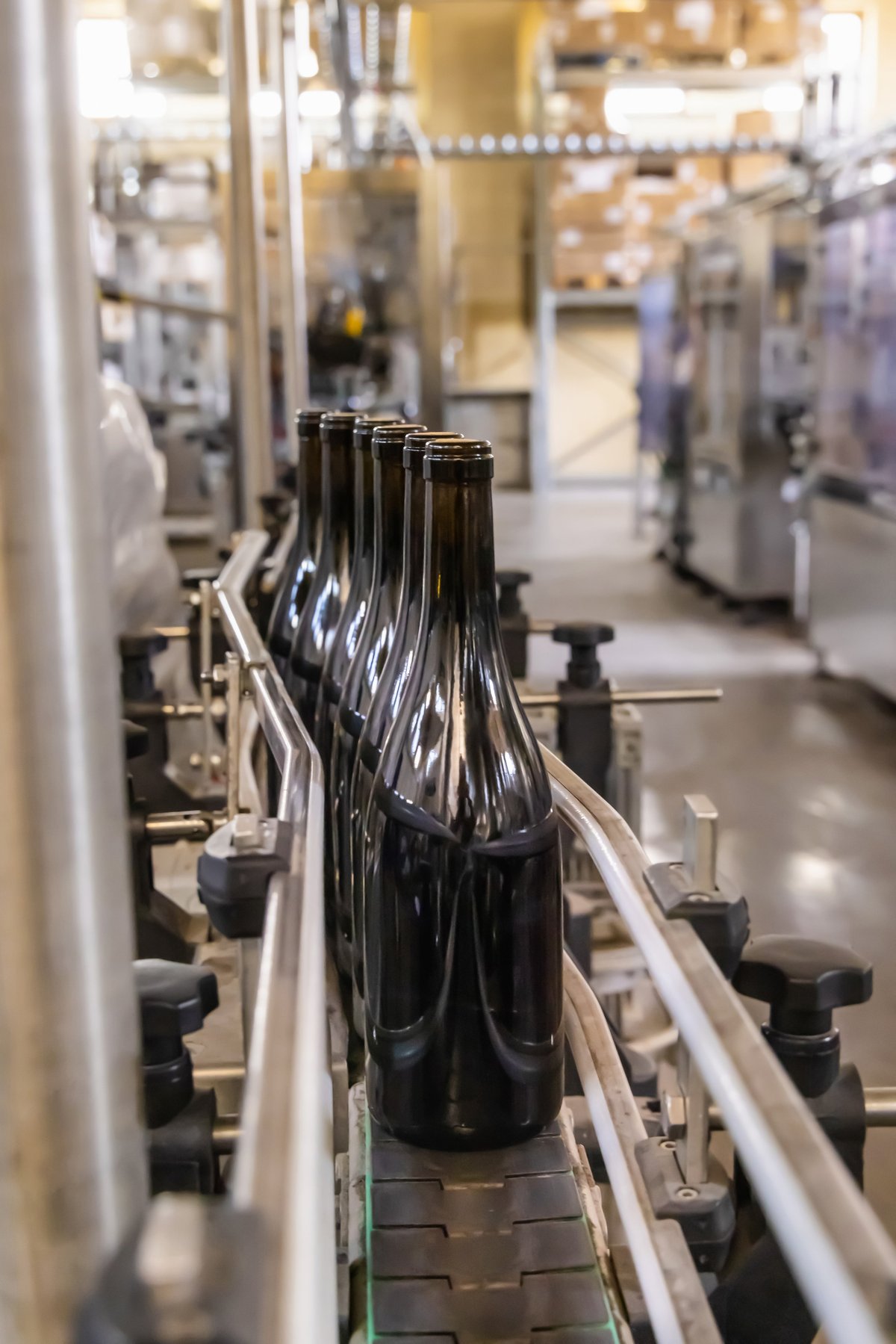 Industrial bottling machine at winery