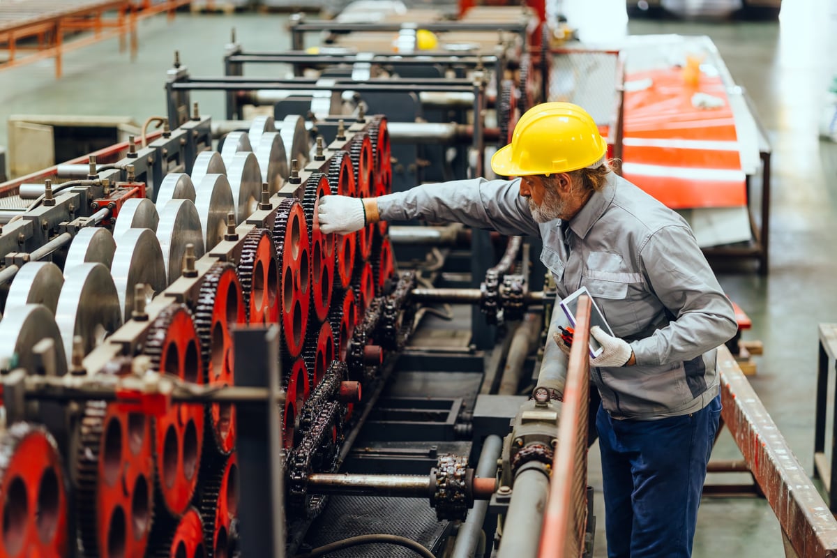Engineer checking machine