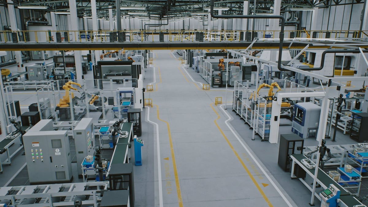 Automated Factory Floor With Robots