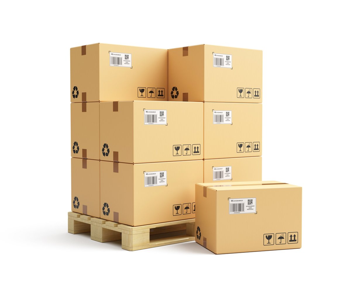 Cardboard boxes on shipping pallet